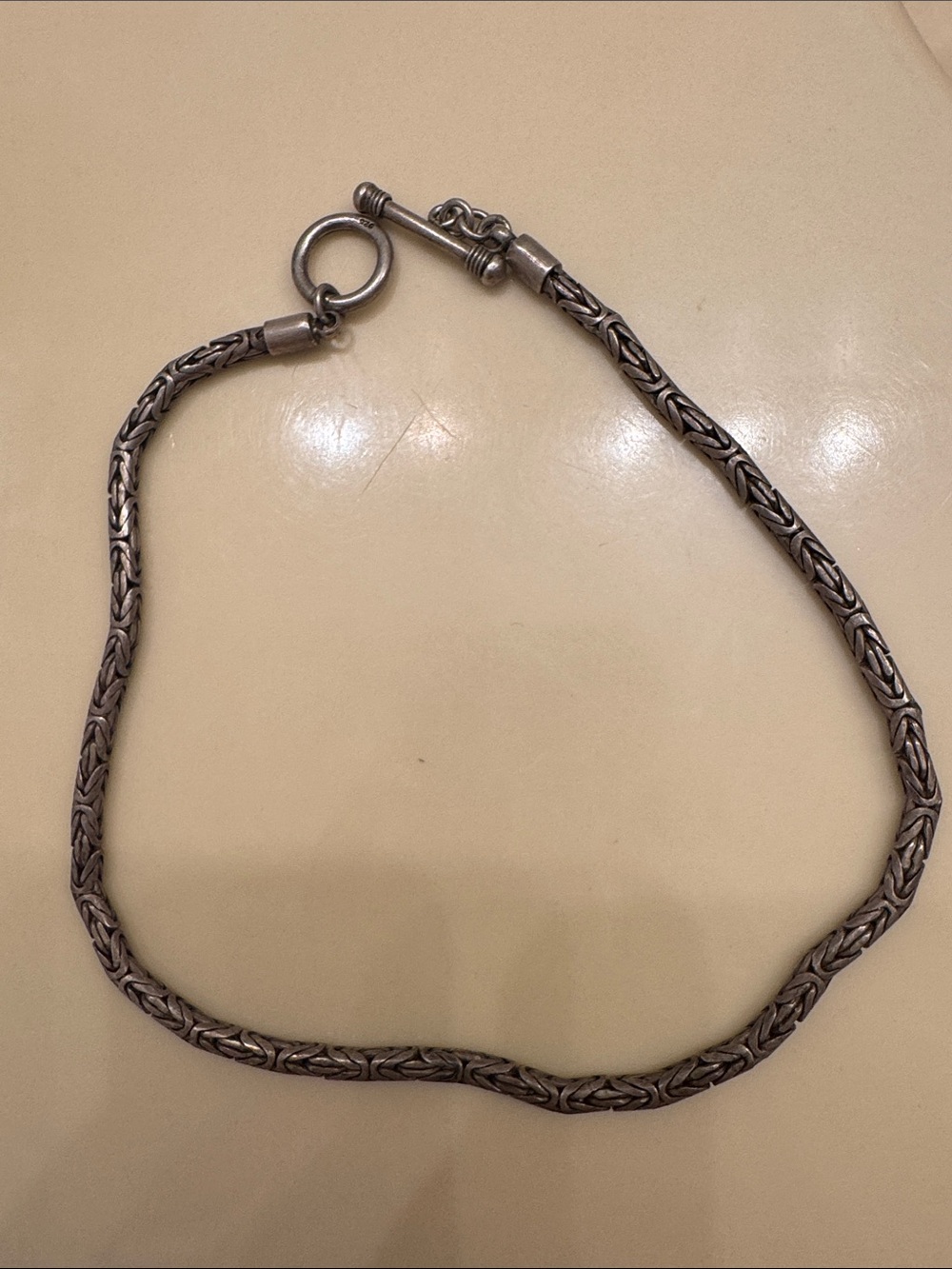 Sterling Silver Byzantine Chain Necklace - Silver